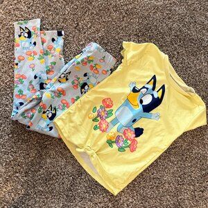 💙🐾 BLUEY GIRLS MATCHING TEE & PANTS SET – SIZE: Ready for Adventure! 🐾💛